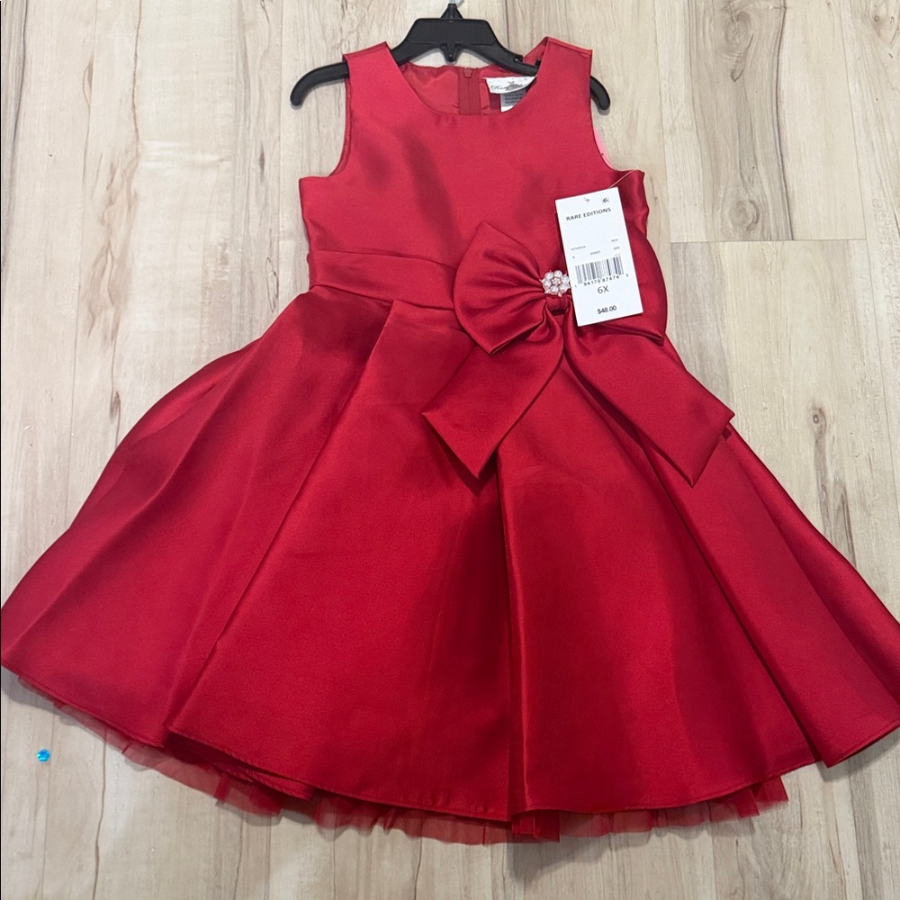 Rare Editions Red Formal Kids Dress with Bow